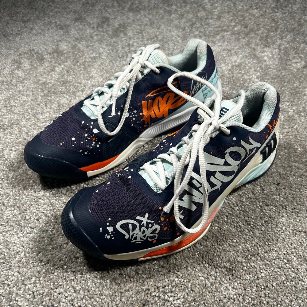 Wilson Rush Pro 4.0 Hope Paris Tennis Shoes Navy Orange Graffiti Womens 9
